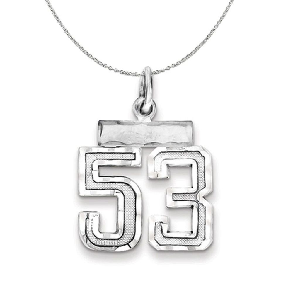 Silver, Varsity Collection, Small D/C Number 53 Necklace - 20 In